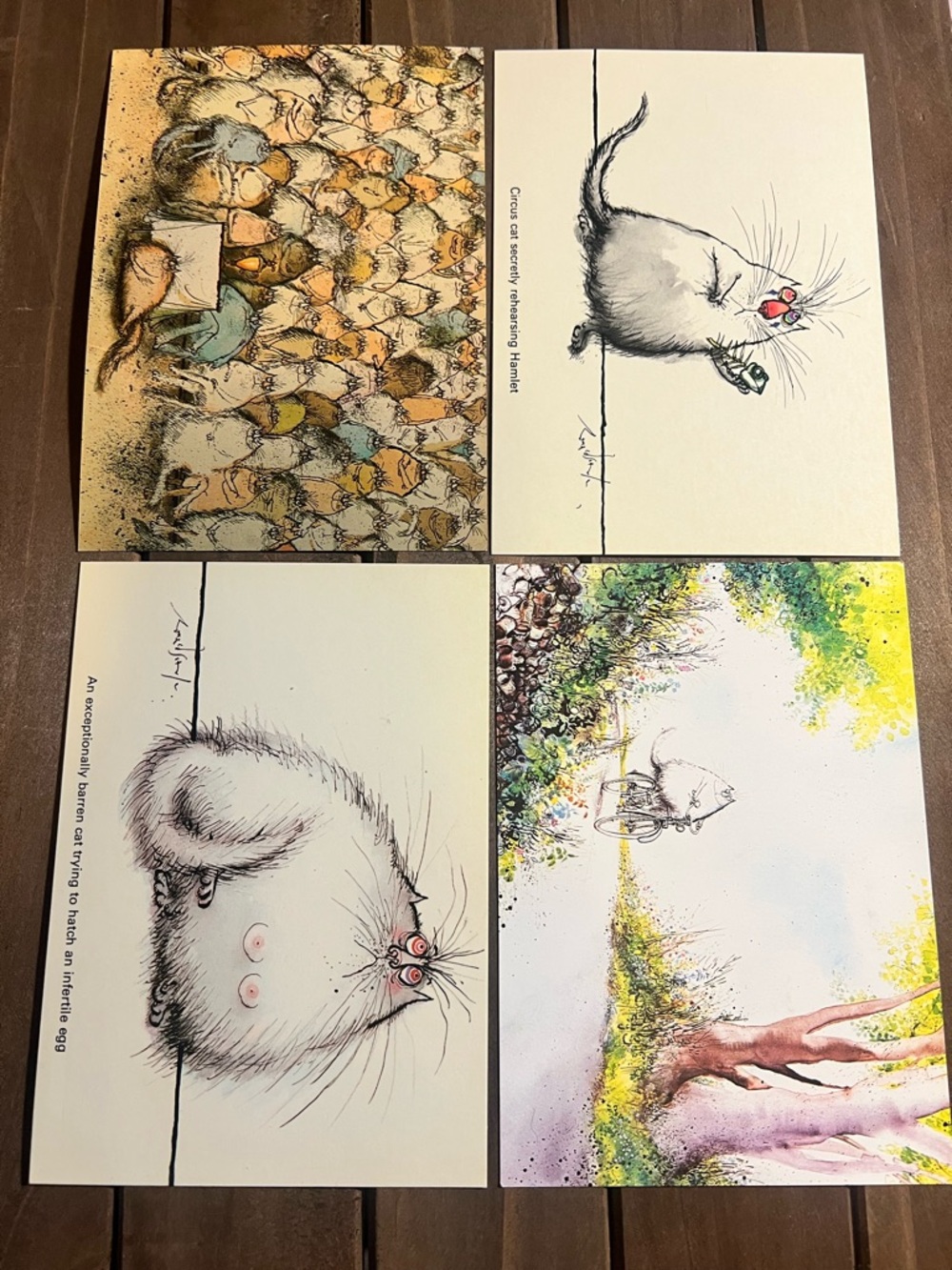 Lot 4 Vintage Ronald Searle Art Postcards By Camden Graphics 1980s Unused